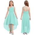 thumbnail image 3 of Oyolan Robe de Demoiselle d'Honneur Junior pour Fille, Perles, une Épaule, Ligne A, Mariage, Concours, Fête, Robe de Bal, Vert Menthe, 14, 3 of 7