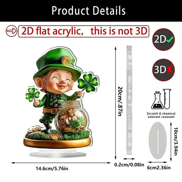 St. Patrick's Day Green Four-Leaf Clover Acrylic Flatware Set for Men Women, 40-Piece Service for 8