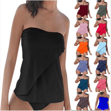 Fanxing Women Tankini Two Pieces Swimsuit Push Up Tummy Control Swimsuits with Adjustable Straps Tummy Control Bathing Suits Swimwear Tankini Tops & Bottoms traje de baño mujer Dark Blue,XXL