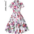 thumbnail image 1 of 2024 Robe Vintage d'Été pour Femmes à Imprimé Perroquet et Oiseau, Décontractée, Verte, Rétro, Pin-Up, Pin-Up, Robe de Fête Rockabilly Années 50 60, Robe Soleil Évasée, 1 of 7