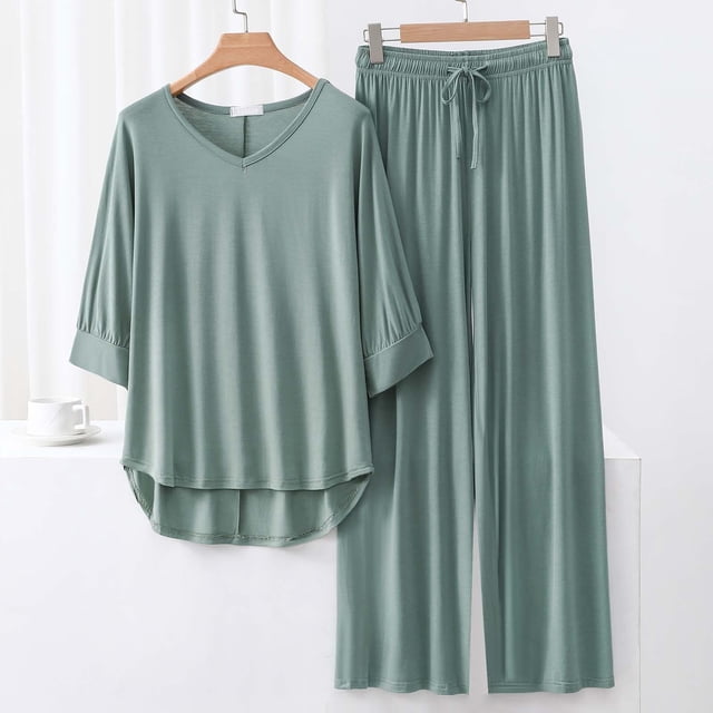 Weiqiqre Pyjamas pour Femmes Pyjamas Rafraîchissants Ensembles d'Été Assortis Manches Courtes Ensemble de Détente Femmes