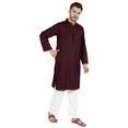 thumbnail image 2 of Atasi Ensemble Kurta Pyjama 2 Pcs pour Homme, Col Henley, Kurta Long Décontracté, 2 of 7