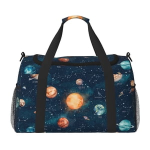 Vsdgher Système solaire et Planètes Pattern Sac de voyage à main unisexe, Duffel de voyage pliable BagsTravel Sac de sport Essentials Sport Gym, Sac de voyage de nuit avec bracelet réglable