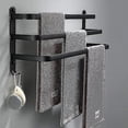 thumbnail image 1 of Bathroom Towel Racks, Black Wall Mounted Towel Bars For Shower And Kitchen, Waterproof Door Bars With Double Hook, 1 of 5