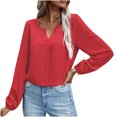 thumbnail image 1 of XZNGL Womens Long Sleeve Tops and Blouses Womens Satin Socket V-Neck Solid-Color Commute Long Sleeve Blouses Shirt Tops Womens Tops and Blouses Womens Blouses Long Sleeve, 1 of 8