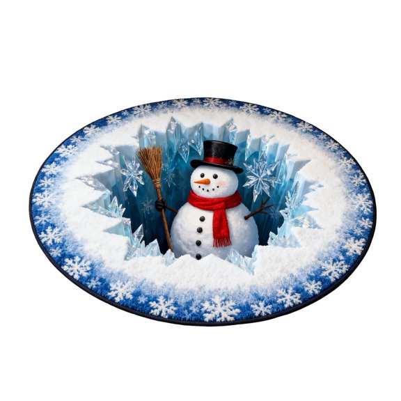 CJiaWei Tapis Visuel 3D de 31,5 Pouces Père Noël en Haut Design Festif Paillasson Antidérapant pour Noël Usage Intérieur Extérieur Parfait pour Porte d'Entrée Salle de Bain Cuisine Saison des Fêtes Tapis avec Fille Père Noël