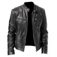 thumbnail image 1 of Hontri Men's Vintage Leather Jacket, Black, Size M, 1 of 6