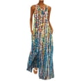 thumbnail image 2 of Robes de Demoiselle d'Honneur Femmes Mode Col en V Sans Manches Été Soirée Fête Imprimé Dames Poche Gilet Longue Robe Robes Décontractées pour Femmes en Liquidation, 2 of 6