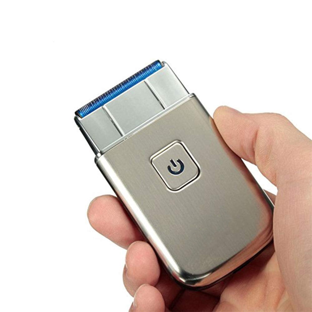 Men's Reciprocating Mini Electric Razor Foil Shaver for Men，Cordless USB Charging Travel Beard Shaver Facial Trimmer, Silver