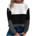 thumbnail image 1 of cfhntfmh Sweaters pour Femmes Pull à Manches Longues Col Rond Décontracté Doux Tricoté Automne 2024 Color Block, 1 of 7