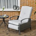 thumbnail image 2 of Outsunny Fauteuil Inclinable d'Extérieur en Rotin avec Dossier, Repose-Pieds et Coussin Réglables, 2 of 10