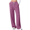 thumbnail image 1 of fatyb Womens Casual Ribbed Knit Pants Wide Leg Lounge Pants with Pockets Drawstring Loose Comfy Trousers, 1 of 7