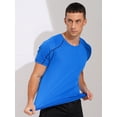 thumbnail image 2 of Raenseen Men's Rash Guard Swim Shirts Short Sleeve UPF 50+ Swimming Top Gym Workout Muscle Tee Tops Lake Blue M, 2 of 6