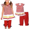 thumbnail image 2 of Birdeem Chemises pour Filles Mode Filles Décontracté Manches Courtes Hauts Col Rond Bouton Imprimé Ensembles de Shorts, 2 of 12