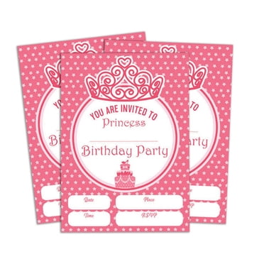 Darling Souvenir Pink Birthday Invitation Card Printable Fill or Write In Blank Invites Party Supplies Pack Of 28 5 x 7 Inches