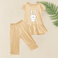 thumbnail image 4 of Chemises pour Filles, Ensemble Deux Pièces Été Col Rond Petit Imprimé Manches Courtes Manches Volantes Taille Élastique Pantalon Court, 4 of 5