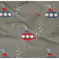 thumbnail image 4 of oneOone Cotton Poplin Twill Medium Gray Fabric Submarine & Fish Ocean Craft Projects Decor Fabric Printed By The Yard 56 Inch Wide, 4 of 4
