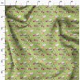 thumbnail image 3 of Soimoi Green Silk Fabric Rabbit Animal Print Fabric by Yard 42 Inch Wide, 3 of 6