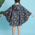 thumbnail image 4 of Children‘s Boys Girls Dinosaur Rainbow Printed Button Rain Jacket Hooded Windproof Raincoat, 4 of 4