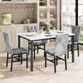 thumbnail image 2 of Stmoze Dining Table Set for 4, 5 Pieces Faux Marble Kitchen Table and Chairs Set, Rectangle Dining Table with 4 Velvet Dining Chairs, Space Saving Dining Room Set for Home, Apartment, White+Gray, 2 of 6