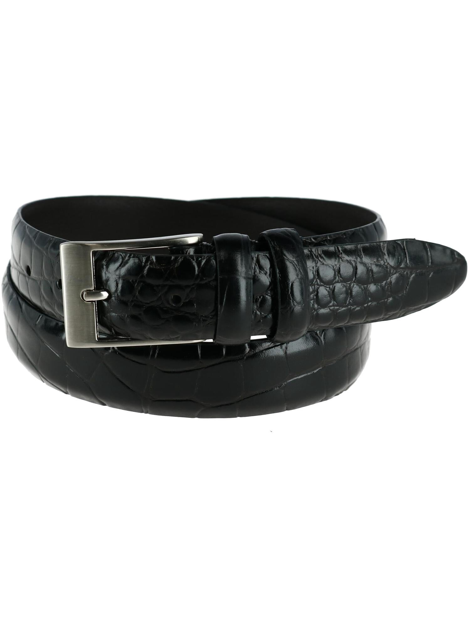 CTM®  1.25 Inch Wide Embossed Leather Croc Print Belt (Men's)