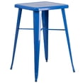 thumbnail image 5 of 23.75'' Square Blue Metal Indoor-Outdoor Bar Table Set with 2 Stools with Backs, 5 of 5