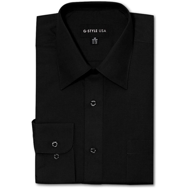 G-Style USA Mens Regular Fit Long Sleeve Solid Color Dress Shirts