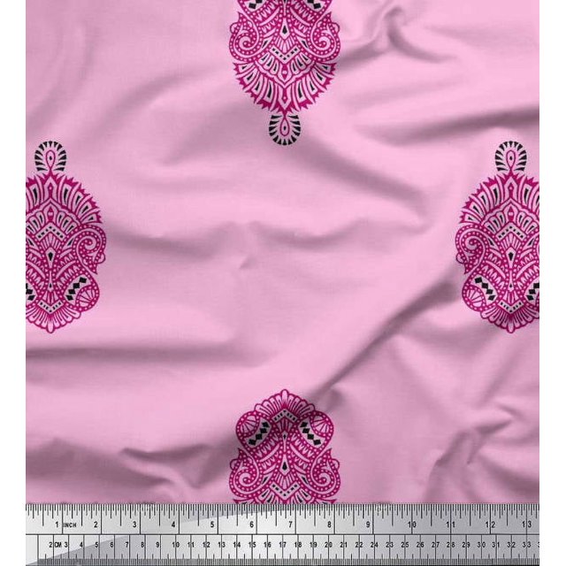 Soimoi Cotton Voile Fabric Paisley Block Decor Fabric Printed Yard 42 Inch Wide