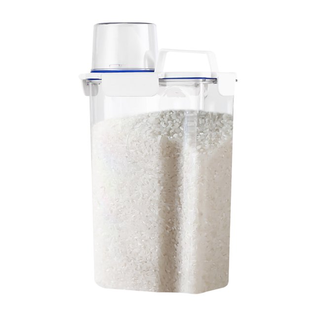 Récipient de Rangement pour Riz 3 L Réservoir de Rangement Alimentaire en Plastique Transparent avec Repères de Mesure pour Gruau Céréales Pâtes Farine