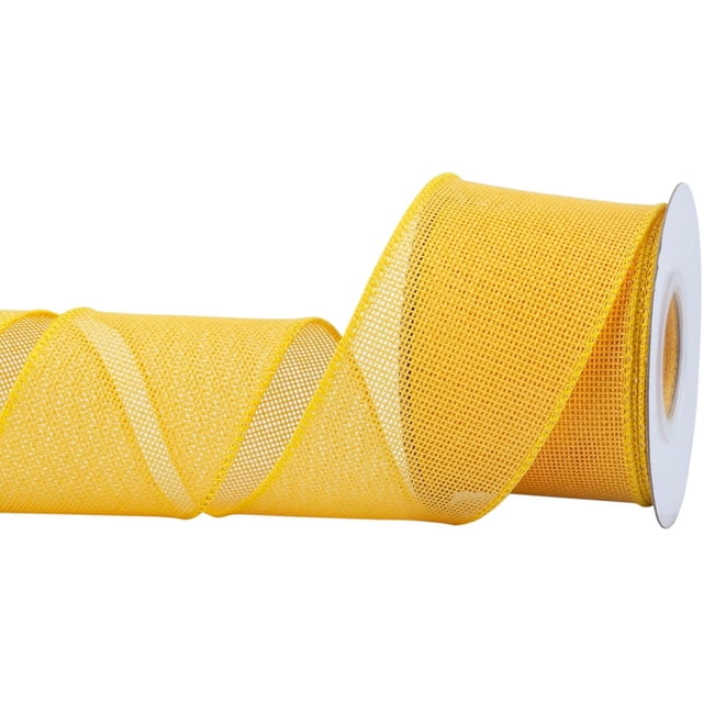 Joycrosso Burlap Wired Edge Ribbon 2.5 inch x 10 Yards, Yellow, Ideal for Crafting, Gift Wrapping, Wreath, Christmas Tree, and Rustic Wedding Decorations