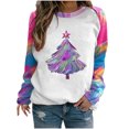 thumbnail image 1 of EQWLJWE Rose Arbre de Noël Sweatshirts for Women Manches Longues Sweat-Shirt Col Rond Pull-Over Léopard Cravate Teint Raglan Manches Top Sweat-Shirts de Noël for Grande Taille pour Femme Tailles, 1 of 2