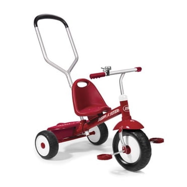 Radio Flyer Deluxe Steer & Stroll Kids Tricycle Toddler Trike, Red