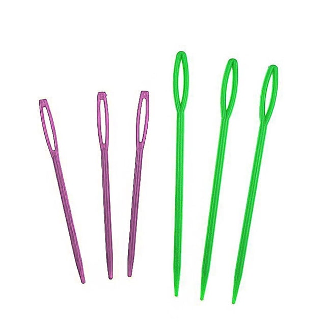 Sonceds 6pcs Large-Eye Plastic Needles Weaving Sewing Knitting Needles Colorful