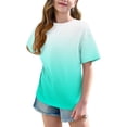 thumbnail image 3 of DecSea Girls Short Sleeve T shirt Kids Summer Oversized Gradient Crew Neck Tops Casual Basic Tee 5-14Years, 3 of 8