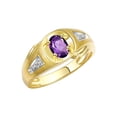 thumbnail image 3 of RYLOS Men's Rings 14K Yellow Gold Rings Classic Designer Style 7X5MM Oval Gemstone & Diamond Ring Amethyst February Birthstone Rings For Men Size 8, 3 of 7