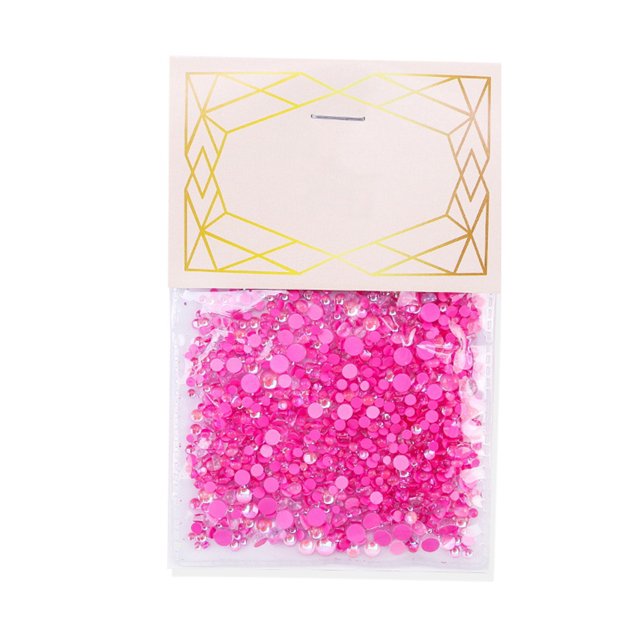 1440 Pieces Glass Crystal Set Flat with Rainbow Color Semicircle Back Excellent Gloss Nail Art Rhinestones DIY Handcraft Manicure Accessories Card Making Pink