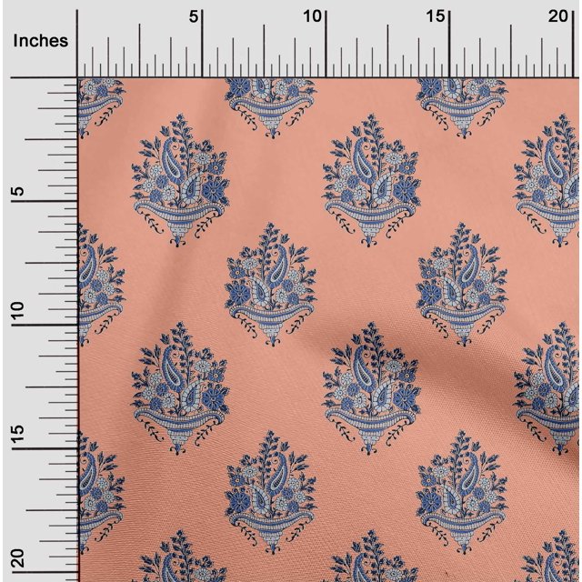 oneOone Silk Tabby Fabric Leaves|Floral & Paisley Block Print Fabric By Yard 42 Inch Wide