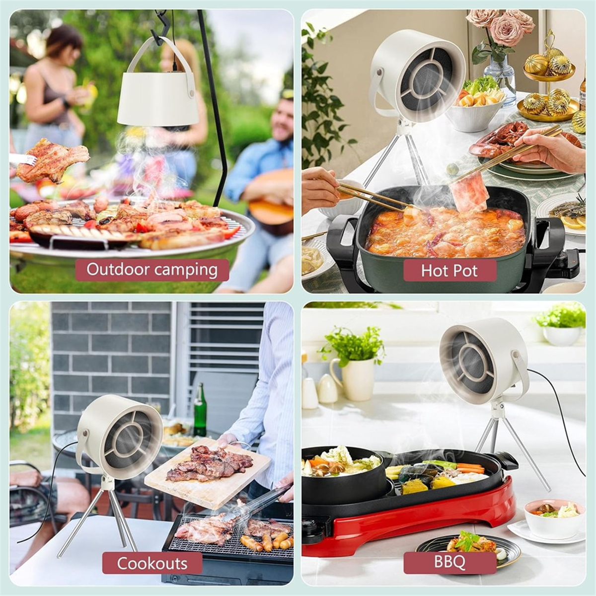 Portable Range Hood Kitchen Exhaust Fan Desktop Range Hood for Cooking with 3 Speed for Indoor BBQ Hot Pot,Milk White