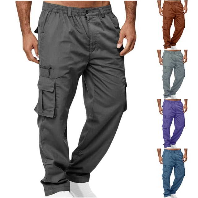 Pantalon Jean Classique pour Homme à Taille Élastique pour Travail Décontracté, Plein Air, Randonnée, Tenue Quotidienne, Coupe Confortable / IhhxPro, Violet 3TG