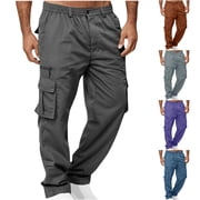 Men's Classic Elastic Waist Jeans Pants for Casual Work Outdoor Hiking Daily Wear Comfortable Fit | IhhxPro,Dark Gray 2XL
