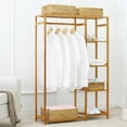 thumbnail image 4 of Wisfor Extra Large Garment Rack, Solid Bamboo Clothes Wardrobe, Clothing Organizer Shelves, 4 of 8