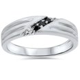 thumbnail image 1 of Black Diamond Mens Wedding Band Ring 14k White Gold, 1 of 3