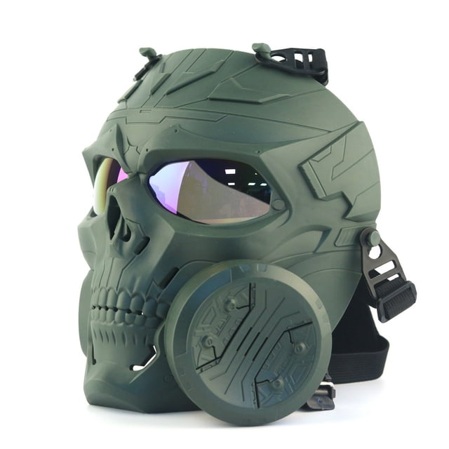 TopOne Tactical Gas Mask Full Face Single Fan Skull Covers Protective Mask for Outdoor Cs Game Masquerade Cosplay