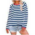 thumbnail image 1 of Womens Tops Striped Crewneck Long Sleeve Color Block Tshirts Fall Casual Loose Comfy Blouse, 1 of 5