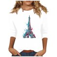 thumbnail image 3 of Pompotops T-shirt Ample Imprimé pour Femme Blouse à Manches 3/4 Col Rond Hauts Décontractés Liquidation, 3 of 4