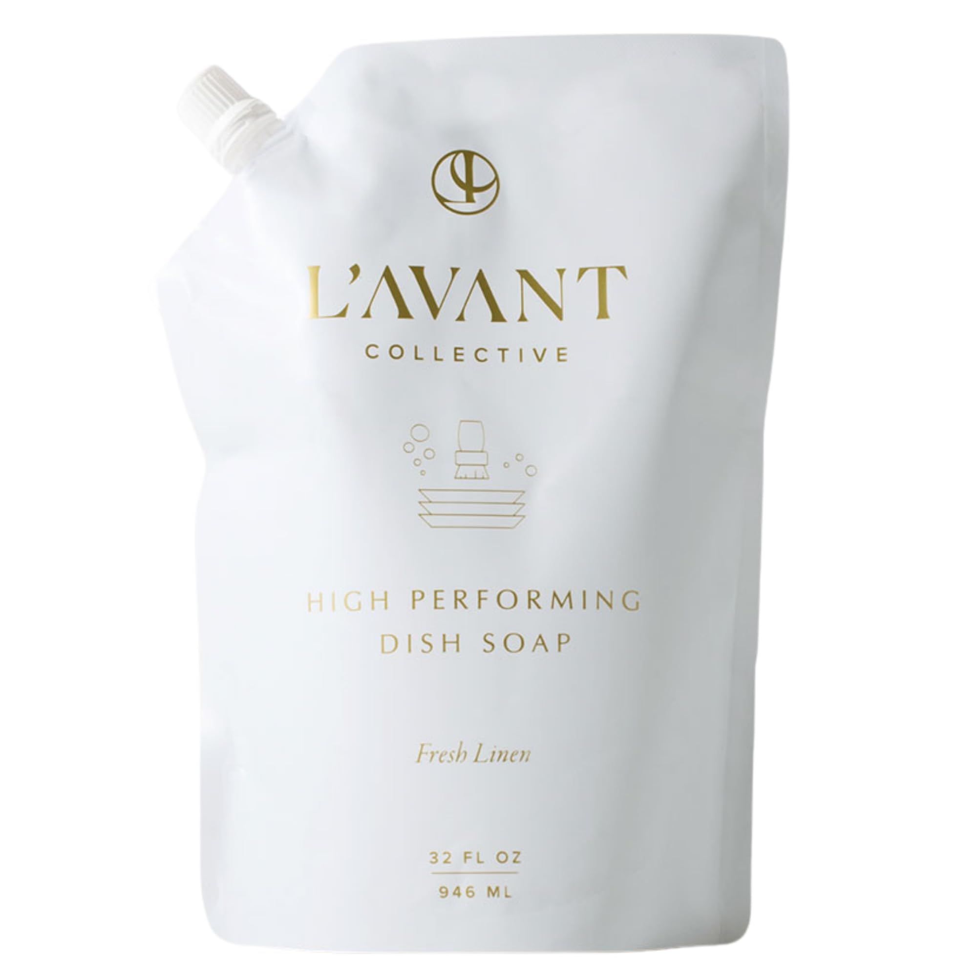 L'AVANT Collective High Performing Dish Soap Refill | Plant-Based Ingredients & High Performing Formula | Fresh Linen Scent | 32 FL oz/946 mL