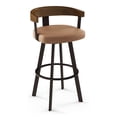 thumbnail image 1 of Amisco Lars 25.5" Faux Leather Swivel Counter Stool in Caramel/Dark Brown, 1 of 3