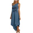 thumbnail image 1 of Robe Longue d'Été Décontractée pour Femme, Style Hippie, à Lettres Imprimées, Sans Manches, Plissée Irrégulière, Ample, à Double Couche, Maxi, Grande Taille, 1 of 8