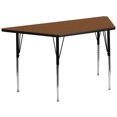 thumbnail image 1 of 29.5''W x 57.25''L Trapezoid Oak HP Laminate Activity Table - Standard Height Adjustable Legs, 1 of 5