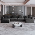 thumbnail image 3 of The Magic Home Canapé Sectionnel Modulaire Convertible en Velours Côtelé en Forme de U à 4 Places, Noir, 3 of 10